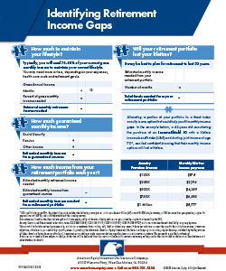 A document to identify retirement income gaps