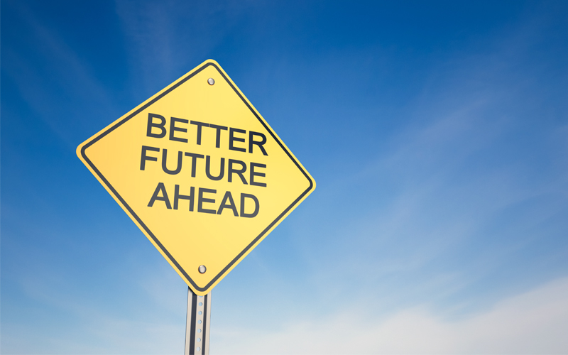 Better future ahead road sign 